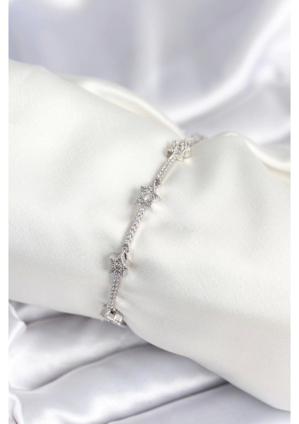 Bfs Pirinç Gümüş Renk Halley Yıldız Model Kadın Bileklik