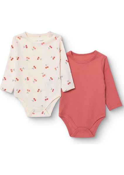 Kız Bebek 2li Uzun Kol Body Ribana Çıtçıtlı Yaka Uzun Kol