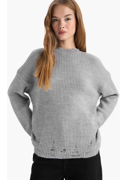 Overshirt Fit Bisiklet Yaka Kazak G1613AX25AU