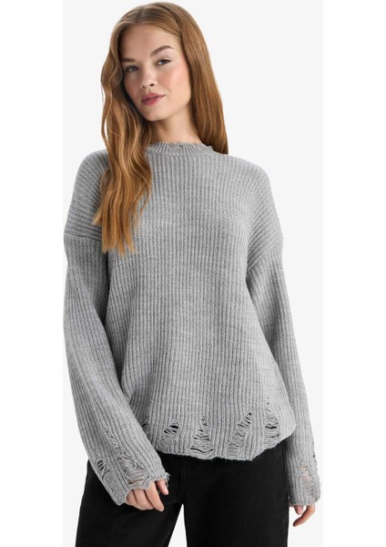 Overshirt Fit Bisiklet Yaka Kazak G1613AX25AU indirimleri