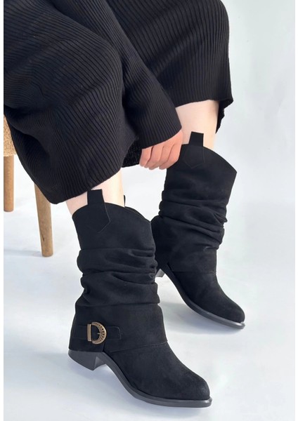 Canty Siyah Süet Körüklü Topuklu Çizme fiyatları