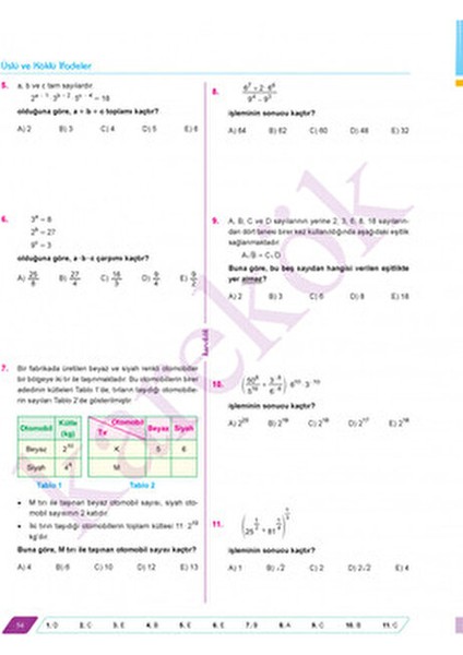 9. Sınıf Matematik Soru Bankası Akıllı Tahta Uygulamalı 480 Sayfa modelleri