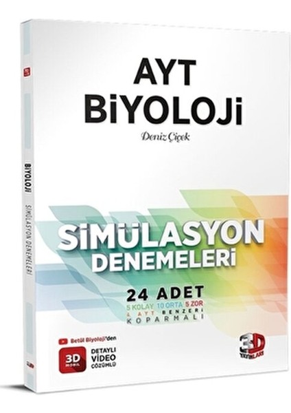 2023 AYT Biyoloji Simülasyon Denemeleri 24 Adet Üniversite Hazırlık İçin fiyatları