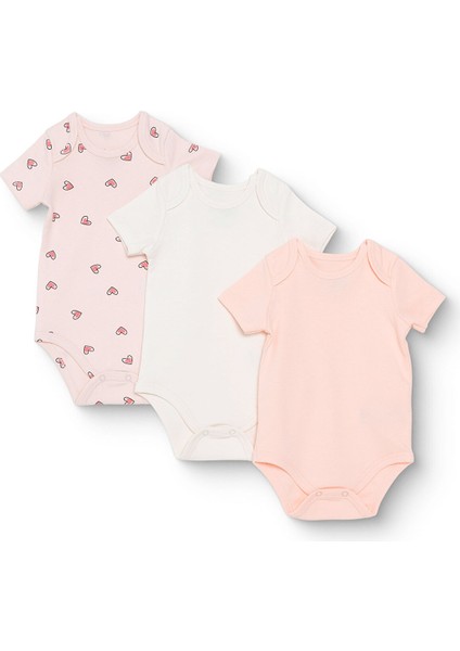 Kız Bebek 3lü Atlet Body Interlok Bisiklet Yaka Kısa Kol