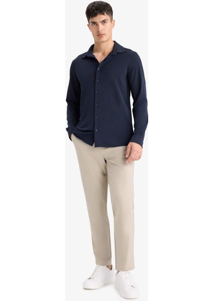 Slim Fit Dar Kesim Polo Yaka Pike Uzun Kollu Gömlek F0337AX25AU fiyatları