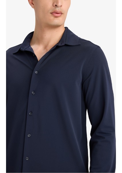 Slim Fit Dar Kesim Polo Yaka Pike Uzun Kollu Gömlek F0337AX25AU indirimleri