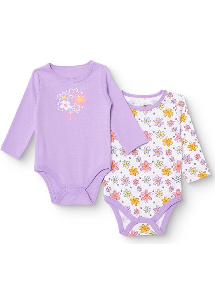 Kız Bebek 2li Uzun Kol Body Ribana Çıtçıtlı Yaka Uzun Kol