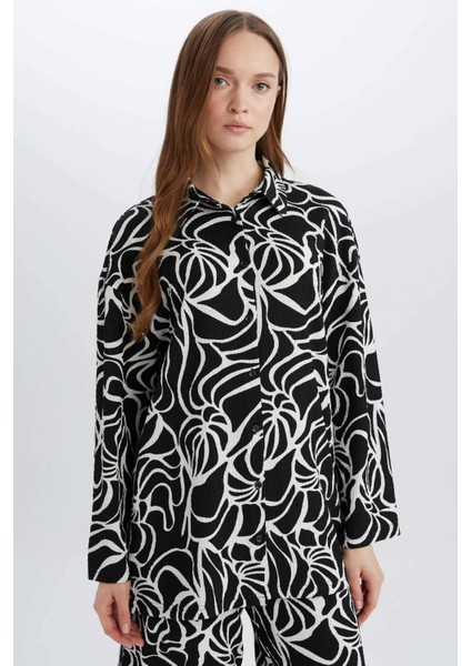 Regular Fit Desenli Bürümcük Uzun Kollu Gömlek D8631AX25SP