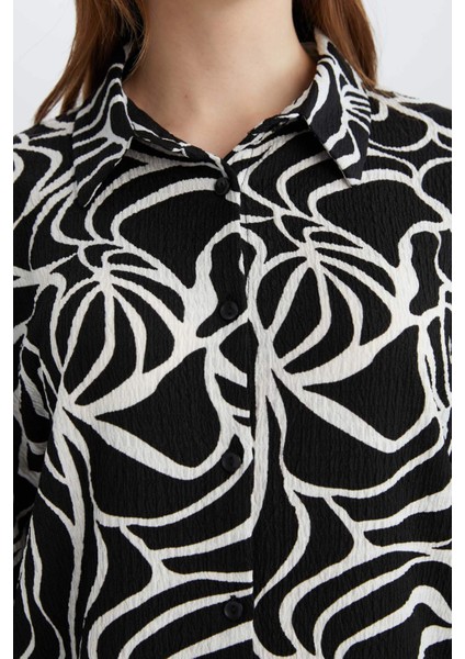 Regular Fit Desenli Bürümcük Uzun Kollu Gömlek D8631AX25SP fırsatları