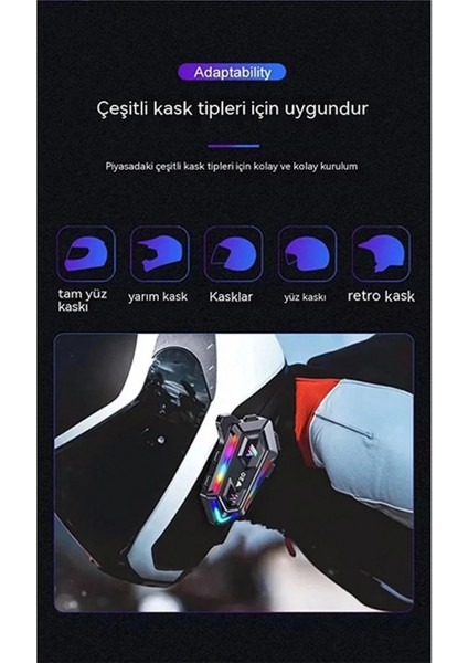 Y20 Motor Kurye Kask Kulaklık Rgb Modlu Bluetooth Motosiklet Kulaklık 5.3 Bluetooth Interkom fırsatları