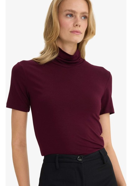 Slim Fit Dar Kesim Balıkçı Yaka Kısa Kollu Tişört G0315AX25HS