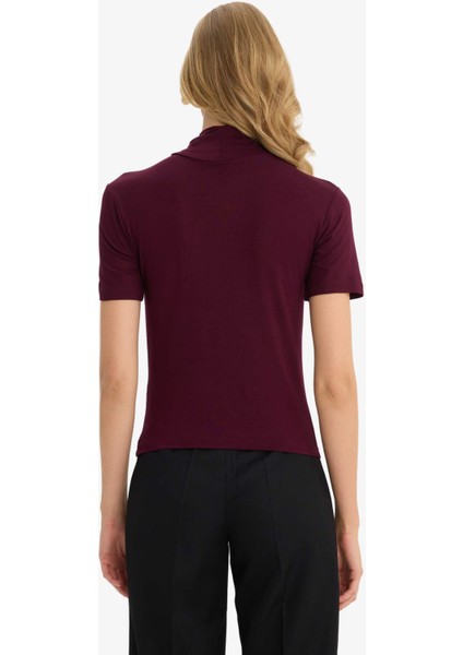 Slim Fit Dar Kesim Balıkçı Yaka Kısa Kollu Tişört G0315AX25HS