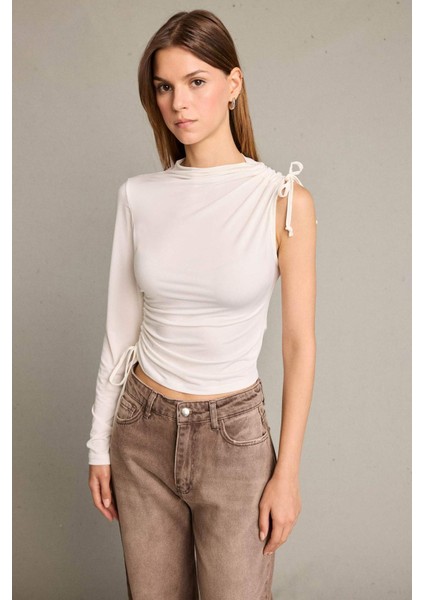 Tek Omuzlu Büzgülü Bluz G5051AX25WN