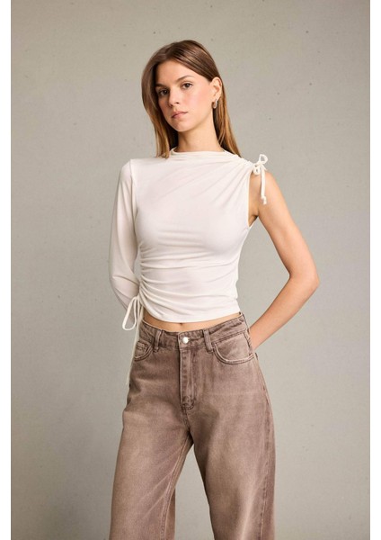 Tek Omuzlu Büzgülü Bluz G5051AX25WN fırsatları