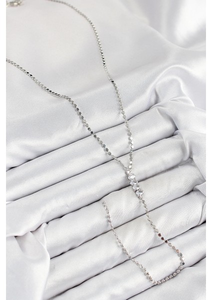 Bfs Pirinç Zirkon Taşlı Ezme Zincirli Model Gümüş Renk Y Kolye fiyatları