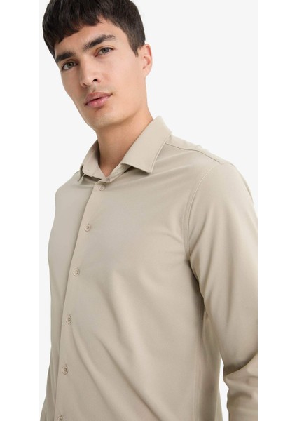 Slim Fit Dar Kesim Polo Yaka Pike Uzun Kollu Gömlek F0337AX25AU indirimleri