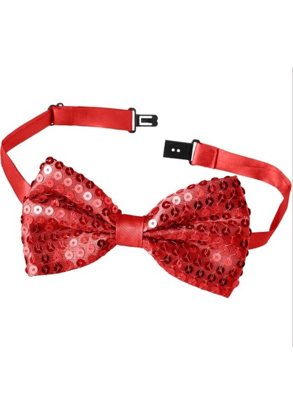 Bfs Gece Işıltısı Kırmızı Payetli Pullu Papyon 7x2 cm modelleri