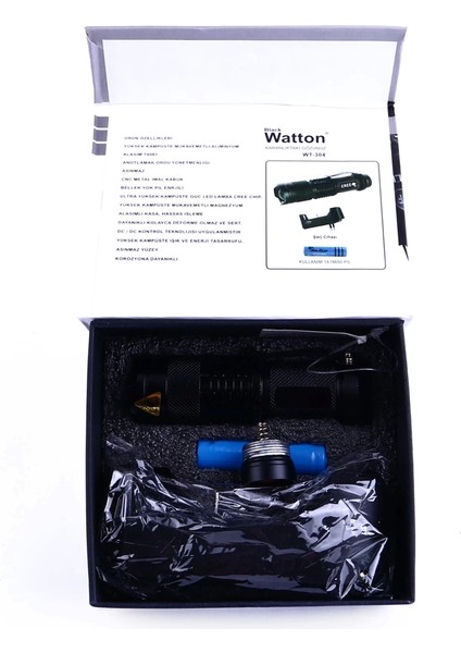 Mini Güçlü Şarjlı Pilli El Feneri WT-304