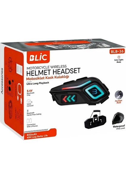 Motor Kask Kulaklık Rgb Modlu Motosiklet Kulaklık Su Geçirmez 5.4 Bluetooth Intercom BLB_36 modelleri