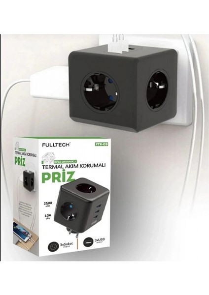 Termal Akım Korumalı Isıya Dayanıklı 3’lü Duvar Tipi Priz 3x USB 1x Type-C modelleri