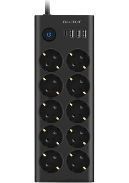 FTR14 Type-C Girişli Akım Korumalı 10’lu Priz, 3 USB