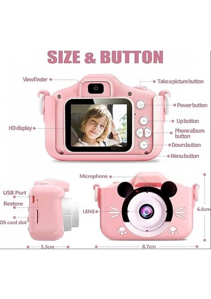 Çocuk Dijital Fotoğraf Makinası 20 Mp Video Kaydedici 2.0 Inç Çift Kameralı fiyatları