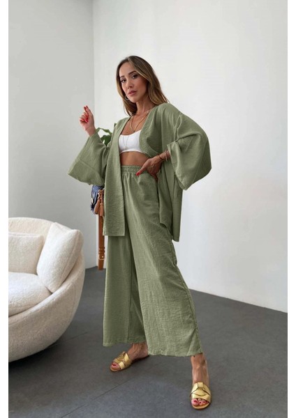 Keten Kadın Salaş Kimono İkili Takim fiyatları