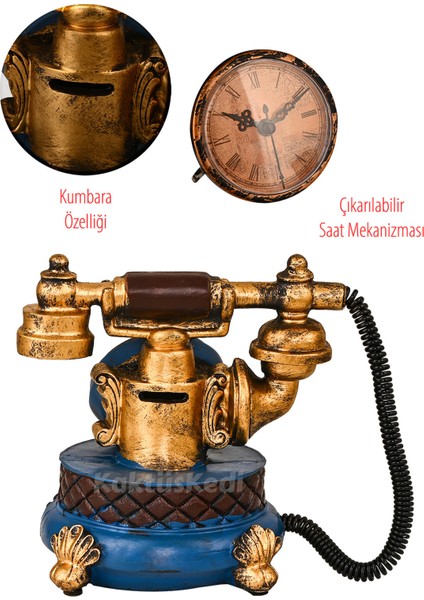 Vintage Telefon Model Nostaljik Dekoratif Masa Saati 7176811 modelleri