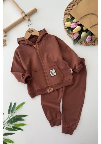 Basic Kapüşonlu Erkek Çocuk 2 Li Mevsimlik takım - Kahve