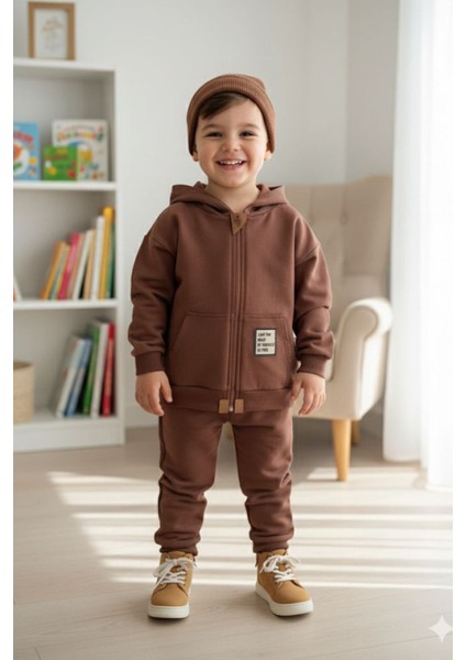 Basic Kapüşonlu Erkek Çocuk 2 Li Mevsimlik takım - Kahve fiyatları