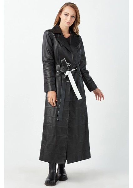 Rita Hakiki Deri Kadın Pardesü Siyah modelleri