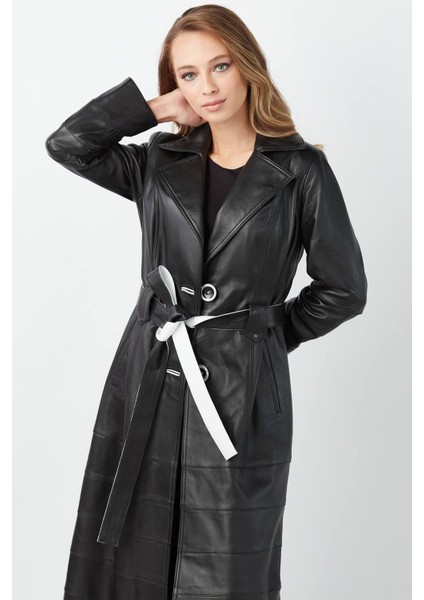 Rita Hakiki Deri Kadın Pardesü Siyah fırsatları