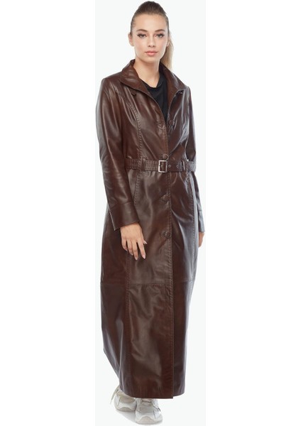 Hakiki Deri Kadın Pardesü Kahve fırsatları