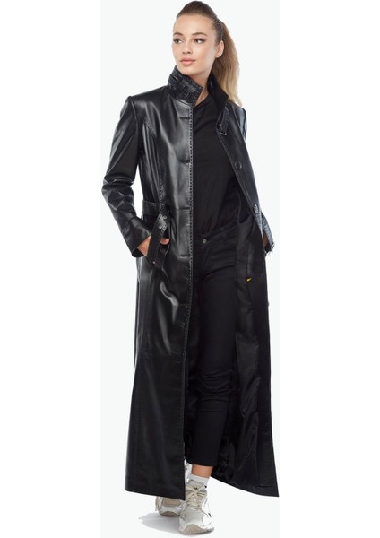 Hakiki Deri Kadın Pardesü Siyah indirimleri