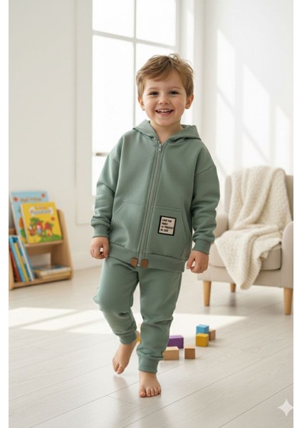 Basic Kapüşonlu Erkek Çocuk 2 Li Mevsimlik takım - Yeşil fiyatları