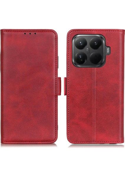 Xiaomi 15T Pro Standı Için Inek Derisi Dokulu Pu Deri Telefon Kılıfı (Yurt Dışından)