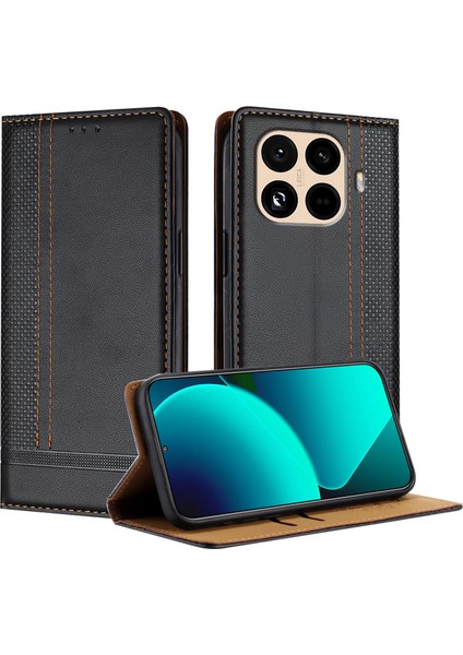 Xiaomi 15T Pro Deri Standlı Telefon Kılıfı ve Kart Yuvaları (Yurt Dışından)