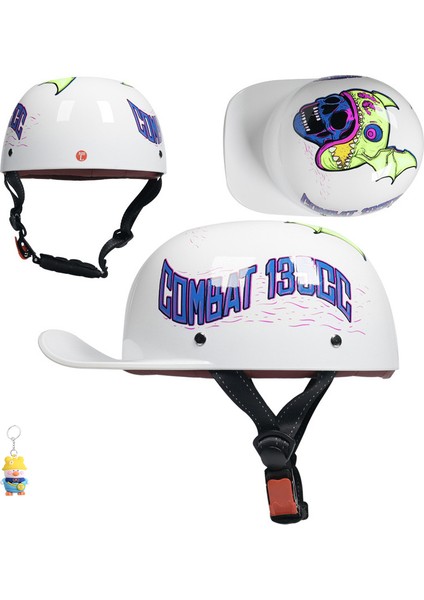Retro Gangster Kişiselleştirilmiş Beyzbol Şapkası Boyalı Kask Kepçe Kask Örnek Kask Erkek ve Kadın Elektrikli Araba Beyzbol Şapkası Yarım Kask 3c (Yurt Dışından)