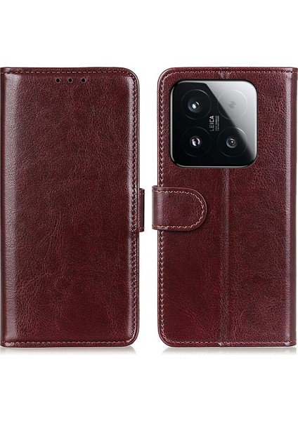 Xiaomi 15T Crazy Horse Doku Pu Deri Telefon Standı Kılıfı Için (Yurt Dışından)