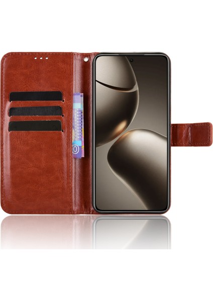 Xiaomi 15T Pu Deri Crazy Horse Doku Telefon Cüzdan Kılıfı ve Kayışı (Yurt Dışından) indirimleri