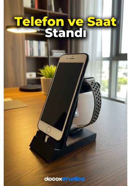 Telefon ve Apple Watch Standı Şarj Girişli Stand