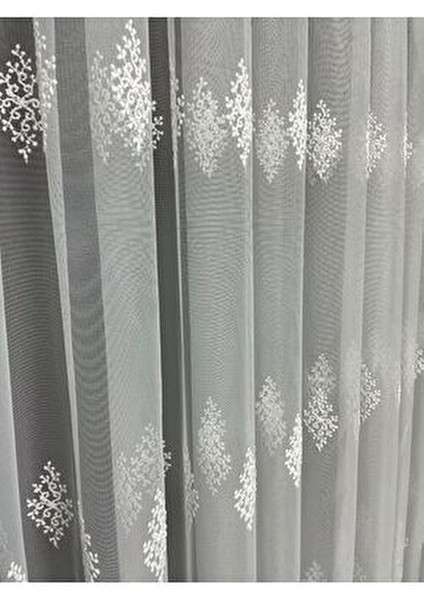 Tül Perde Kırık Beyaz Desenli 1'e 3 Sık Pileli 260 cm x 200 cm