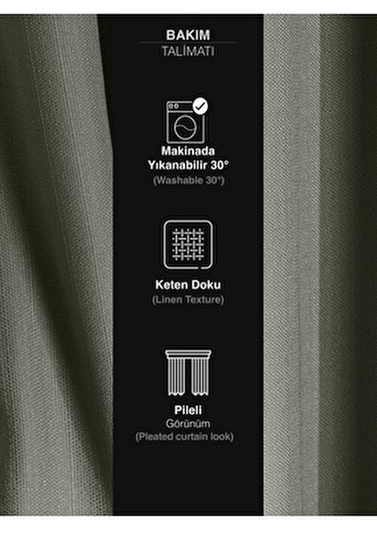 Mint Rengi Pileli Fon Perde Modern Tasarım 270 cm Uzunluk 60 cm Genişlik