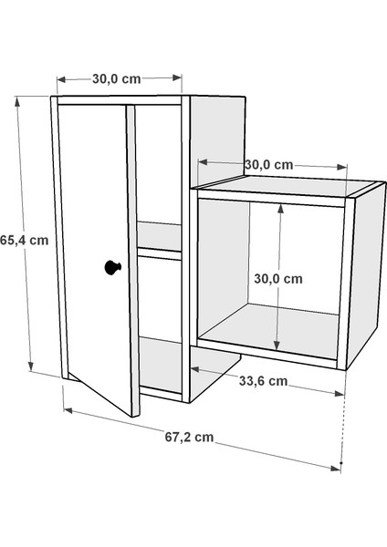 Kitaplikli Dolapli Duvar Rafi Beyaz 70 cm DVR-1048-Ç fırsatları