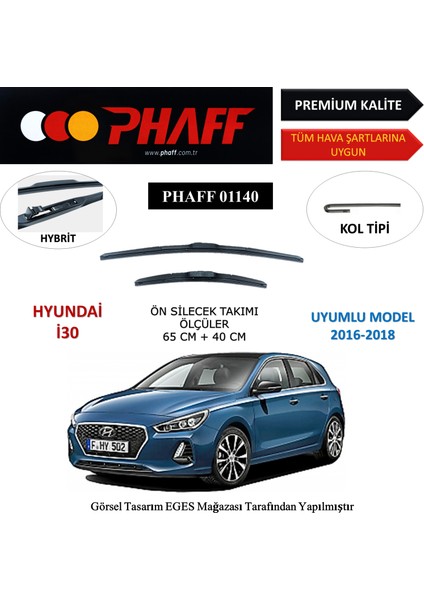 Hyundai I30 (2016-2018) Ön Silecek Süpürgesi 650MM + 400MM
