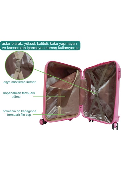 ☾ ✩ 𝐓𝐔̈𝐑𝐊 𝐘𝐈𝐋𝐃𝐈𝐙𝐈 ☾ ✩ Travel Polo Esnek Kauçuk Üstün Kaliteli Kabin Küçük Boy Valiz 𝟓𝟓 𝐜𝐦
