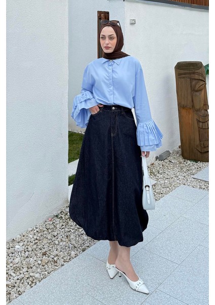 Piliseli Uzun Gömlek Mavi fiyatları