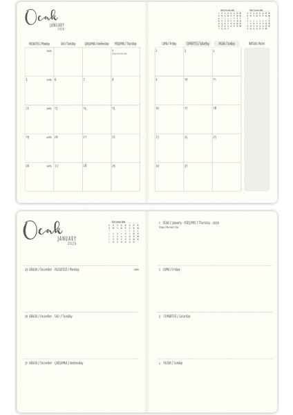 2026 Yılı A5 Keten Haftalık Ajanda 15X21 cm - 12 Aylık Tarçın fırsatları