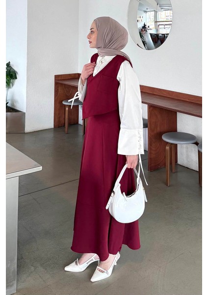 Crop Yelek-Etekli Ikili Takım Bordo fiyatları