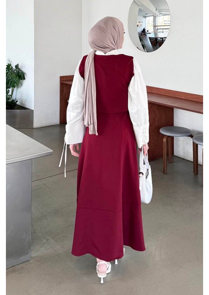 Crop Yelek-Etekli Ikili Takım Bordo fırsatları